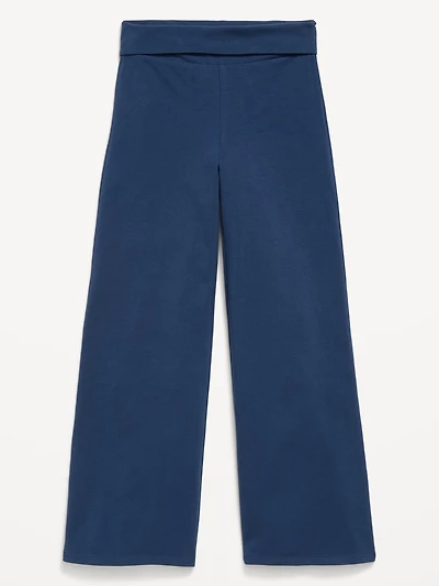 Foldover Jersey Knit Wide-Leg Pants for Girls