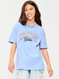 Oversized Short-Sleeve Graphic Tunic T-Shirt for Girls