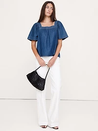 Chambray Square-Neck Top