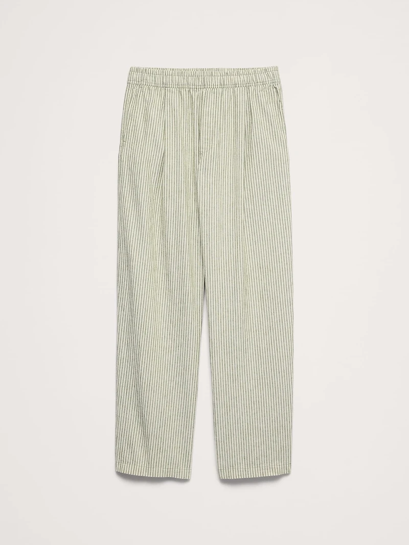 Relaxed Linen-Cotton Pleated Pull-On Pant
