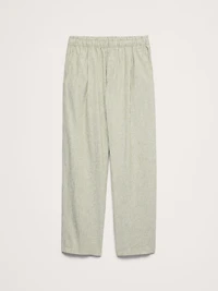 Relaxed Linen-Cotton Pleated Pull-On Pant