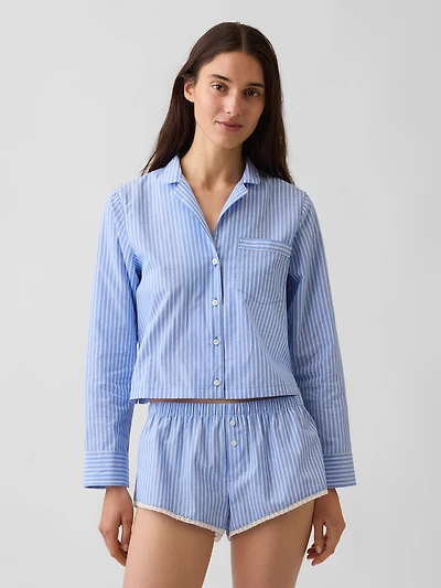 MadeSoft Poplin Oversized Crop PJ Shirt