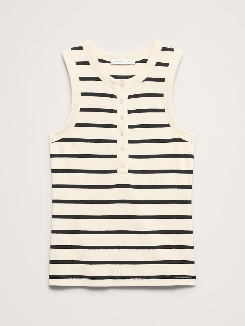 Ribbed Henley Tank