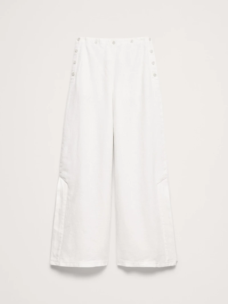 High-Rise Wide-Leg Linen Pull-On Sailor Pant