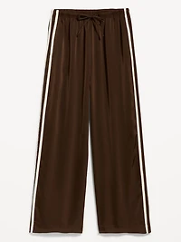 High-Waisted Satin Track Pants