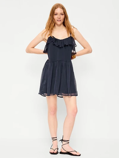 Ruffle-Front Flounce Mini Dress