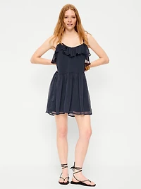 Ruffle-Front Flounce Mini Dress