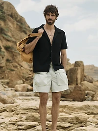 Cotton Mesh Polo Cardigan