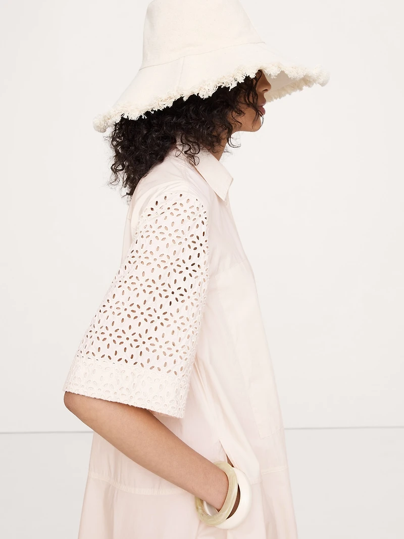Cotton Poplin Trapeze Maxi Shirt Dress