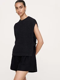 Open Side-Button Sweater Vest