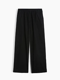 Mid Rise Poplin Relaxed Easy Wide-Leg Pants