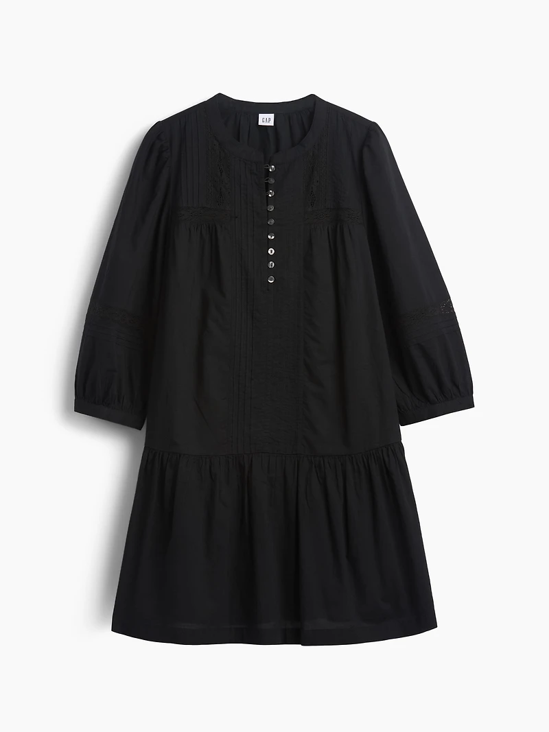 Lace-Trim Drop-Waist Mini Dress
