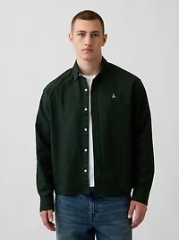 Relaxed Crop Straight-Hem Oxford Shirt