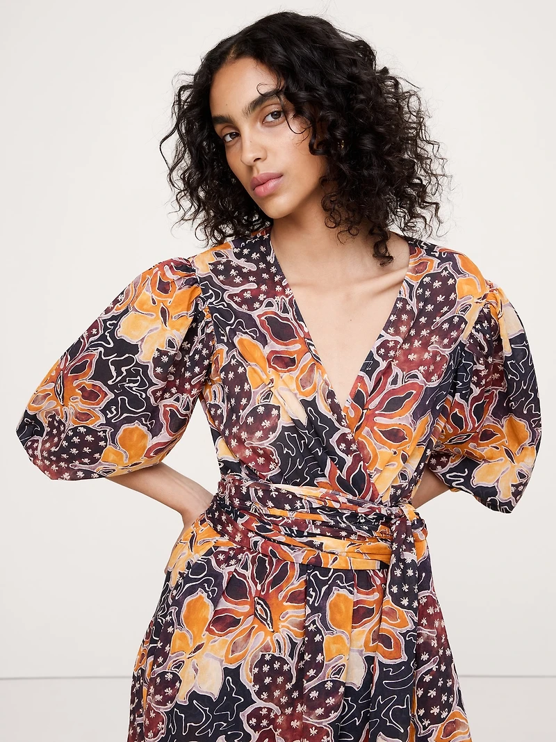 Lightweight Cotton Wrap Maxi Dress