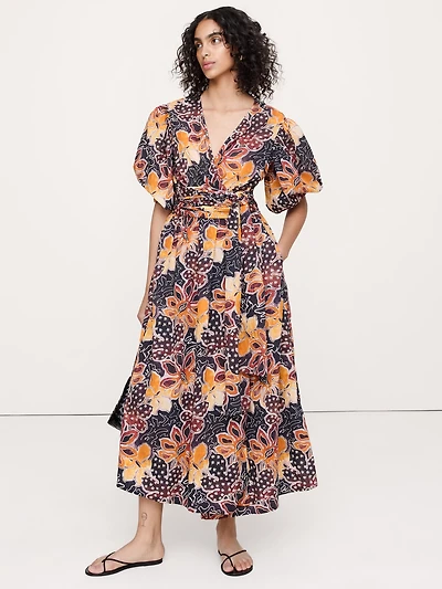 Lightweight Cotton Wrap Maxi Dress