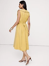 Cotton Twill Cinch-Waist Dress
