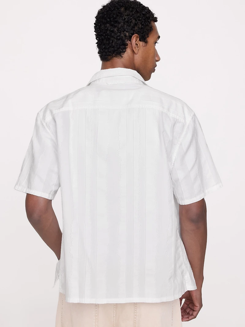 Relaxed-Fit Cotton-Linen Jacquard Resort Shirt