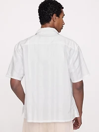 Relaxed-Fit Cotton-Linen Jacquard Resort Shirt