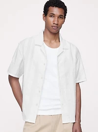 Relaxed-Fit Cotton-Linen Jacquard Resort Shirt