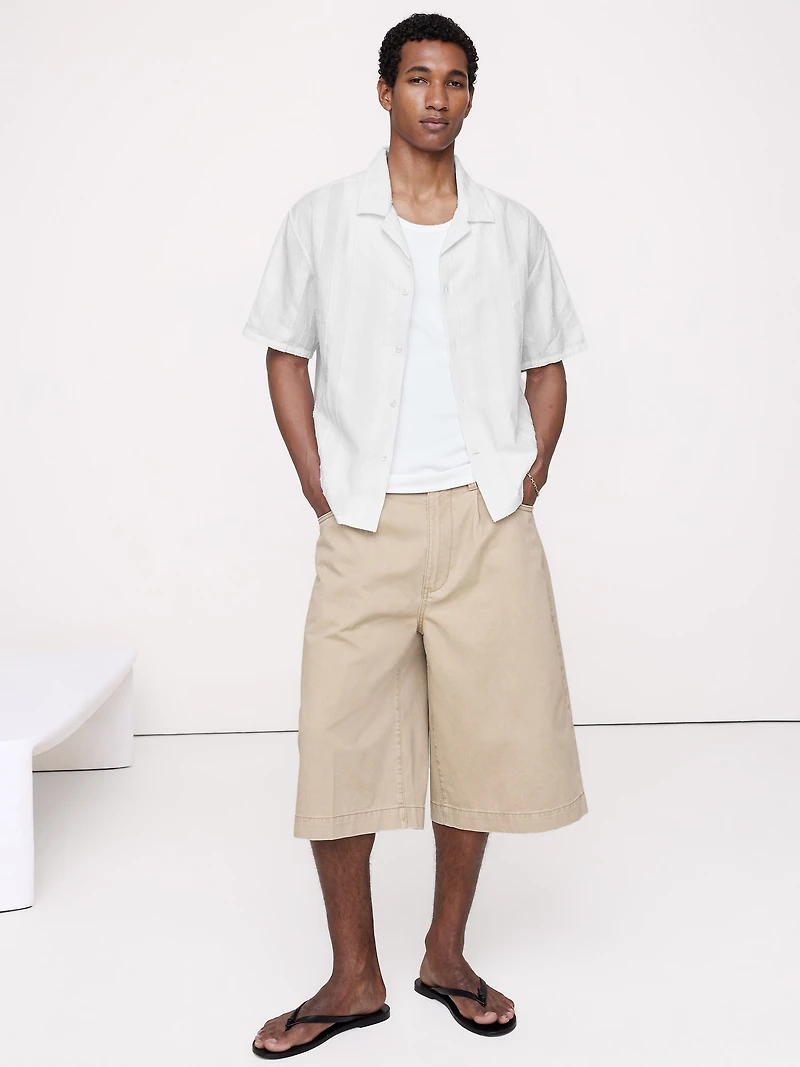 Relaxed-Fit Cotton-Linen Jacquard Resort Shirt