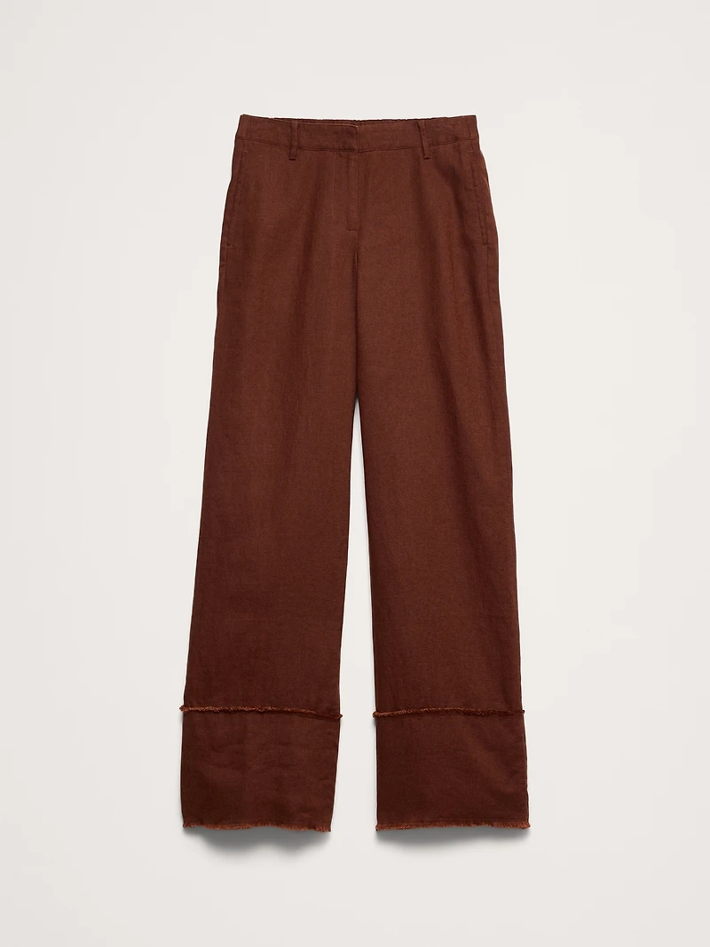 The Everyday Wide-Leg Pant Fringe-Hem Linen