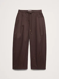 Mid-Rise Barrel Cotton Poplin Pant