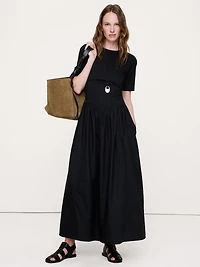 Jersey + Cotton Poplin Maxi Dress