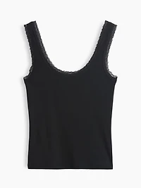 Mini Rib Lace-Trim PJ Tank Top