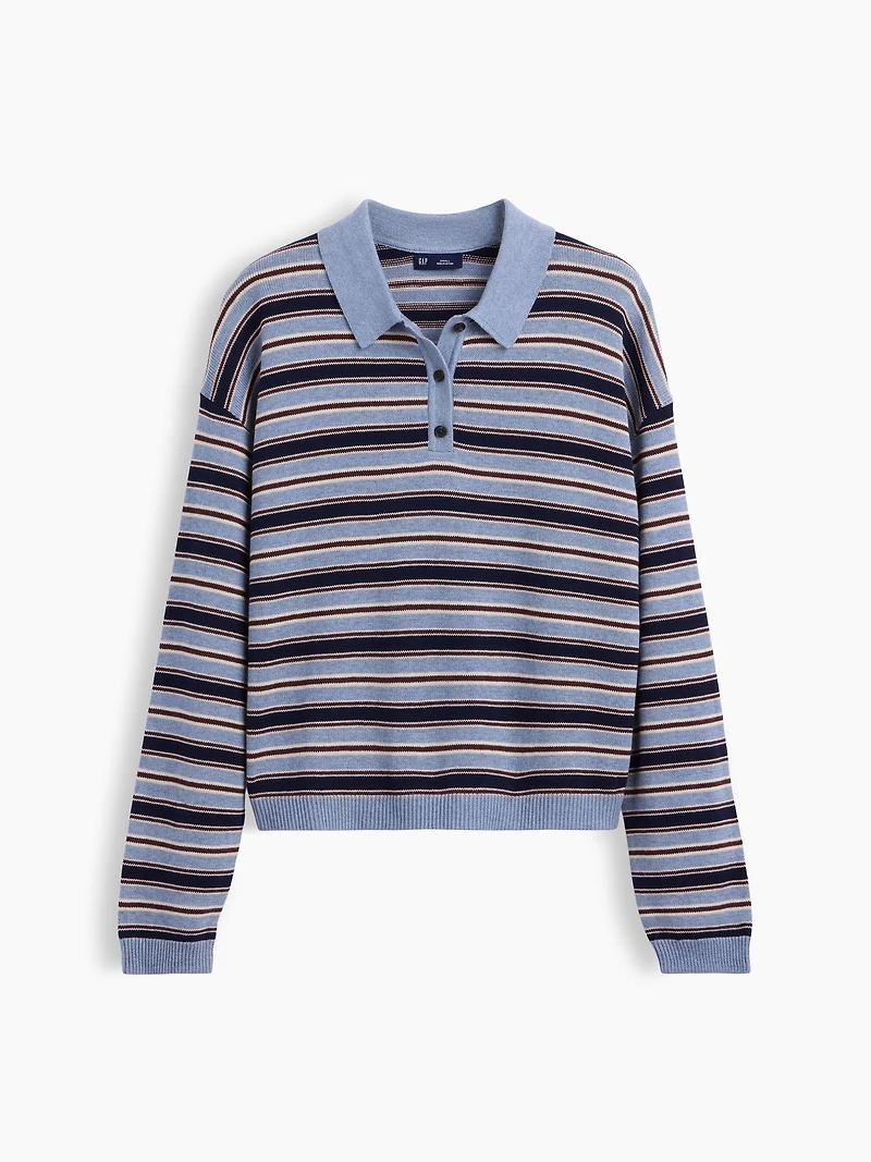 100% Cotton Relaxed Polo Shirt Sweater