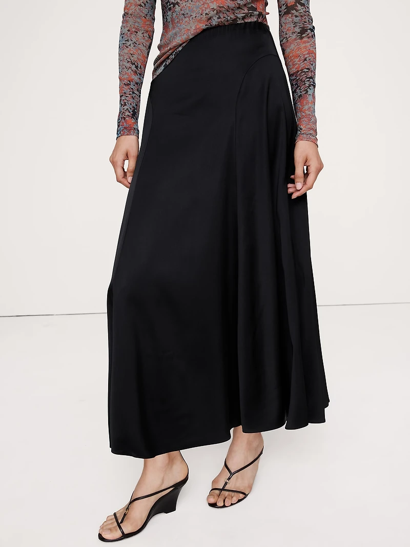 Stretch-Satin Maxi Skirt