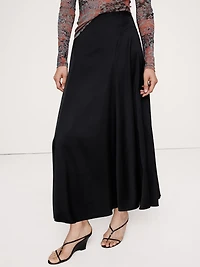 Stretch-Satin Maxi Skirt