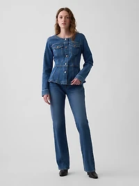 Denim Fitted Peplum Jacket
