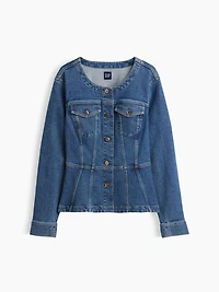 Denim Fitted Peplum Jacket