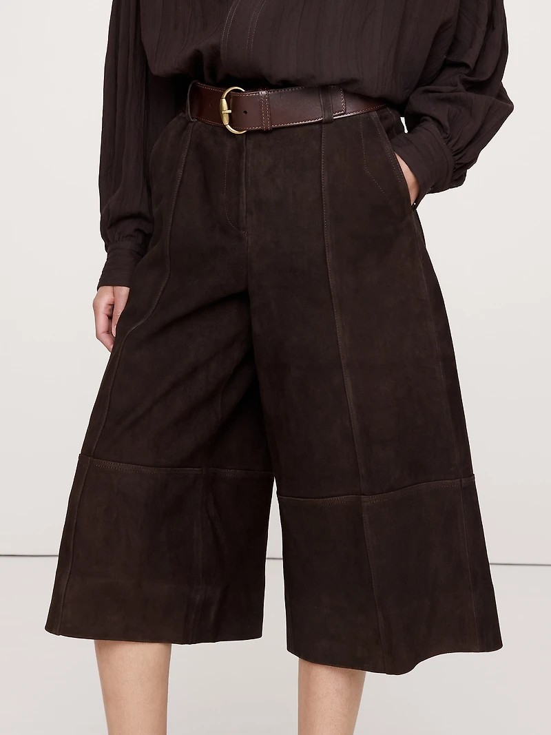 High-Rise Suede Culotte