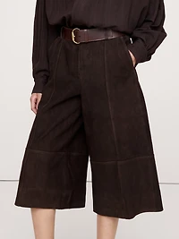 High-Rise Suede Culotte