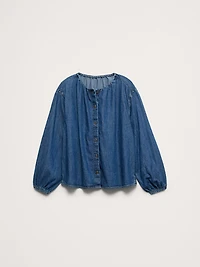 Denim Puff-Sleeve Top