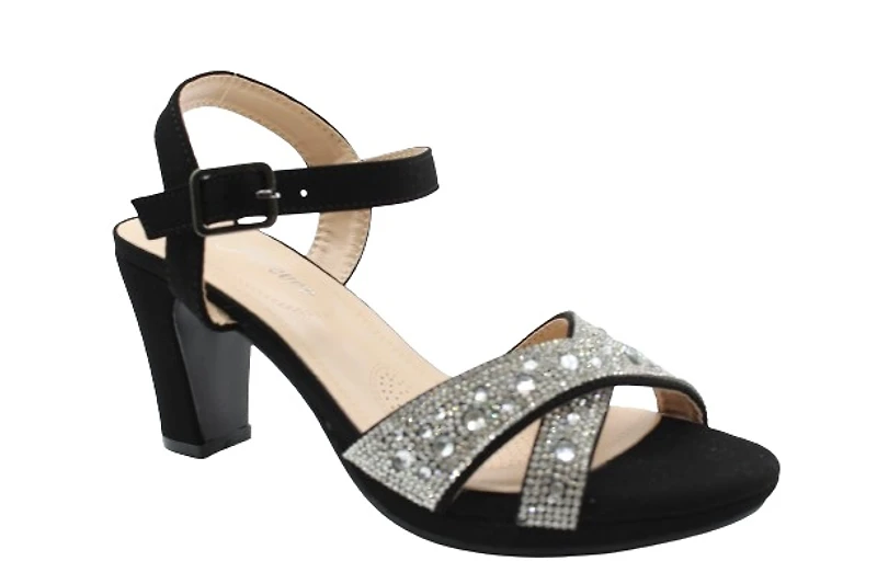 1737 NOIR SATIN EMBELISHED RHINESTONE