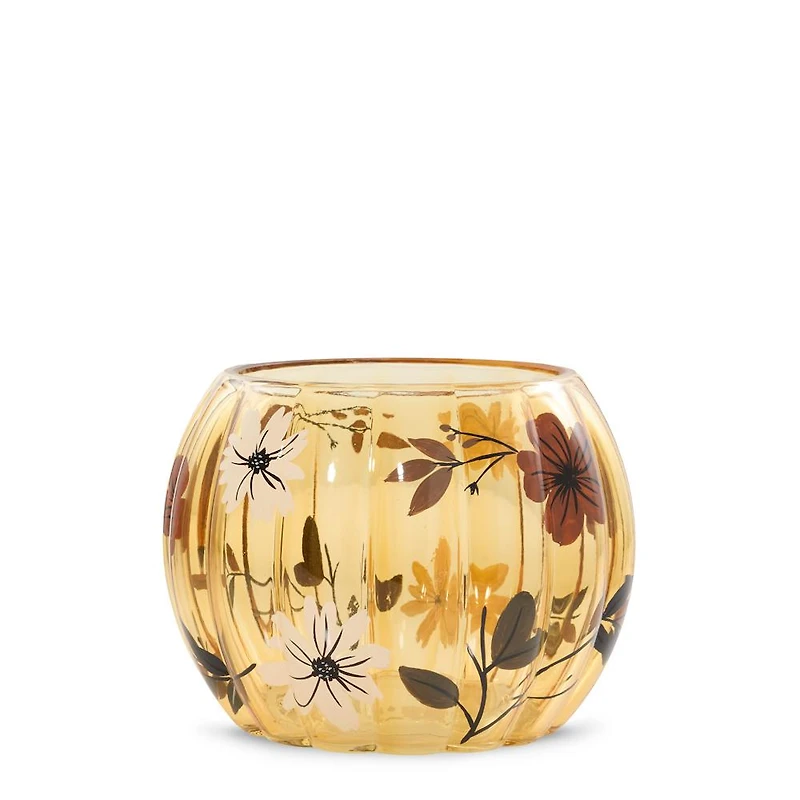 Flower Pumpkin Jar Candle Holder