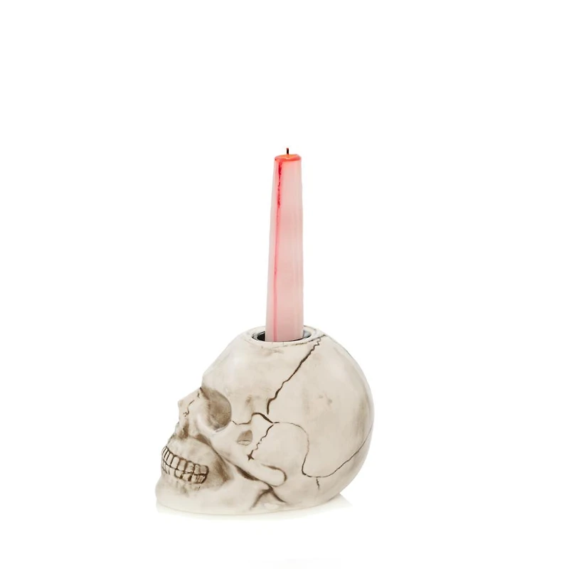 Halloween Skull Porcelain Taper Holder