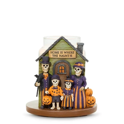 Bonebury Lane Haunted House Jar Candle Holder
