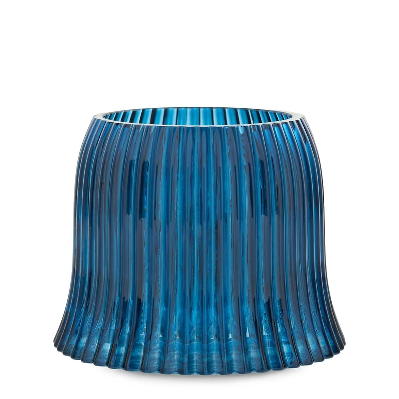 Blue Ribbed Jar Candle Shade