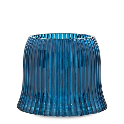 Blue Ribbed Jar Candle Shade