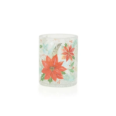 Crackle Poinsettia Tea Light Candle Holder