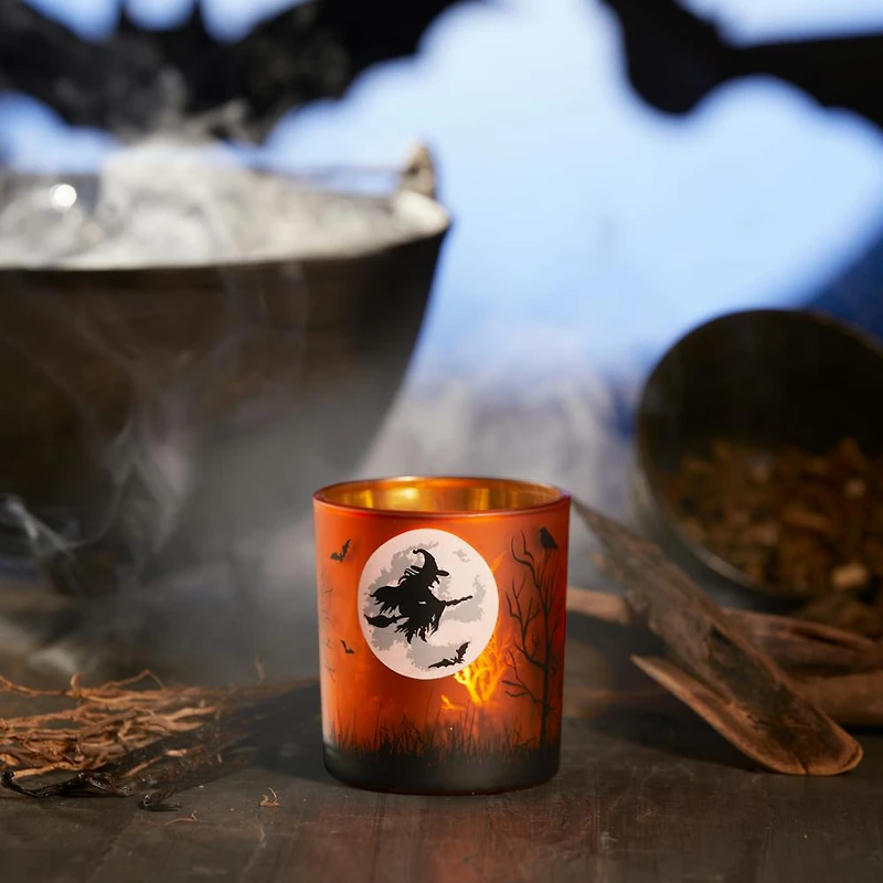Orange Witch's Moon Tea Light Candle Holder