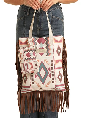 Printed Bag - Geo with Fringe