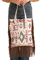 Printed Bag - Geo with Fringe
