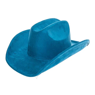 Vegan Suede Western Cattleman Hat: Teal