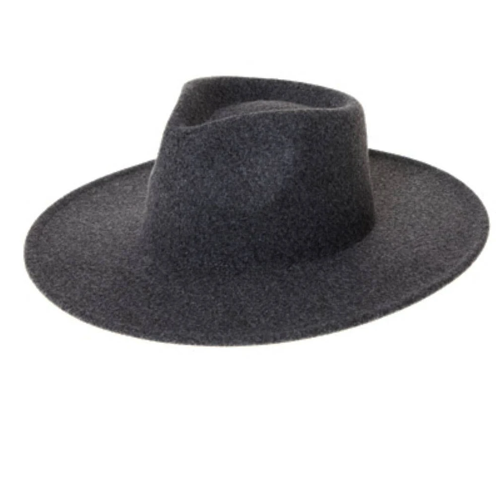Vegan Felt Rancher Fedora Hat with Wide Brim