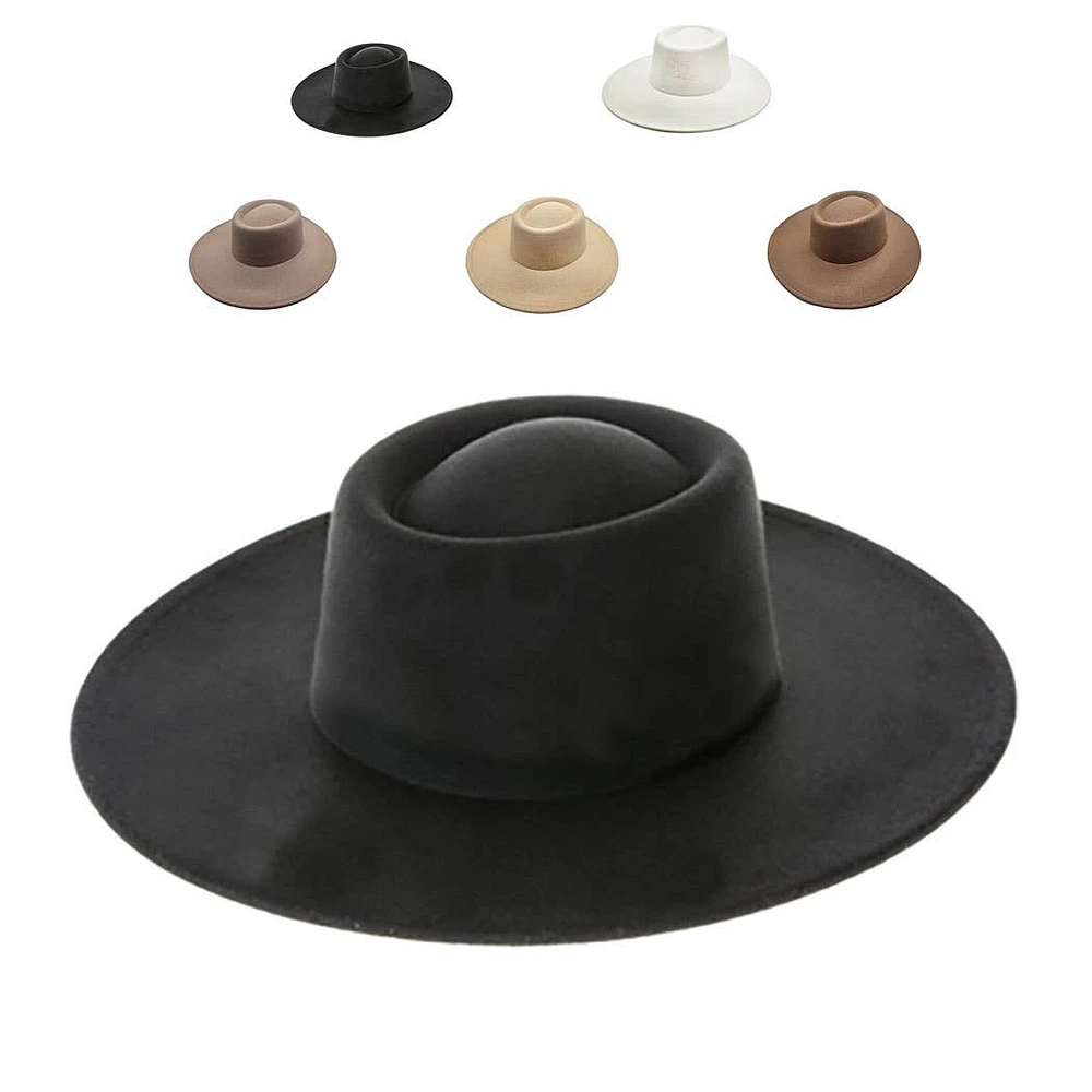 Vegan Felt Gambler Hat- Structured Wide Brim