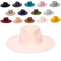 Vegan Felt Rancher Fedora Hat with Wide Brim
